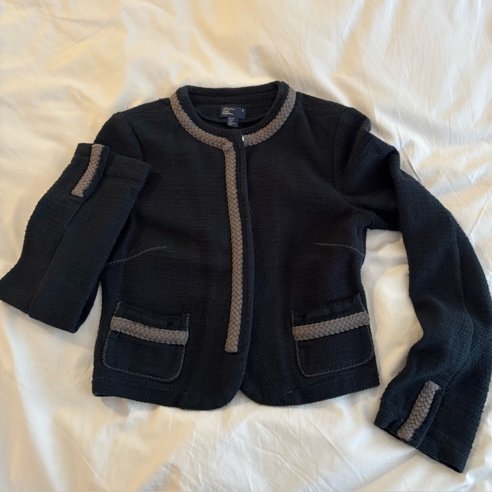 Chic Black and Gray Knit Jacket